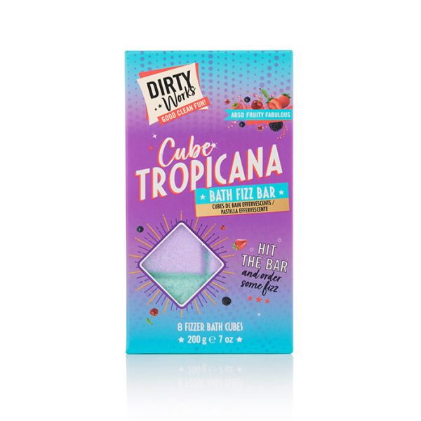 Dirty Works плодово блокче бомбичка за вана Cube Tropicana 200гр. | наранена опаковка