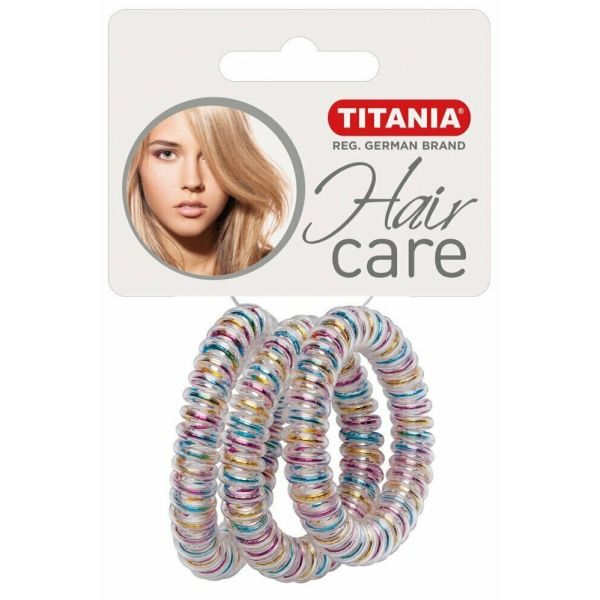 Titania силиконов ластик за коса 3 броя цветен брокат 5см.
